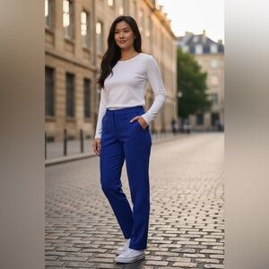 CACHÉ Royal Blue High-Rise Straight Leg Trousers - EUC Size 6